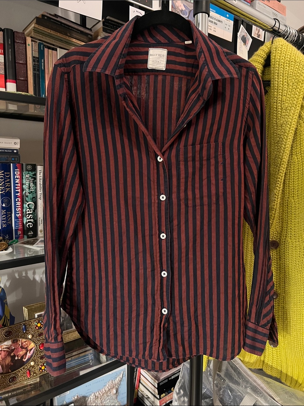 Billy Reid | Black and Rust Vertical-Striped Button-Down Shirt